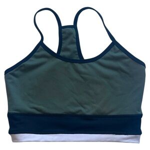 Electric & Rose Colorblock Scoop Neck Racerback Sports Bra Olive Green Medium
